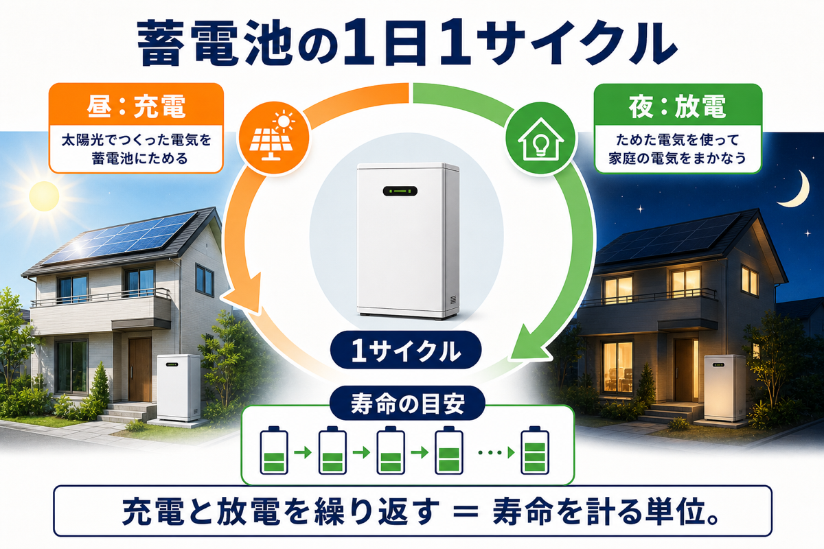 蓄電池の24時間充放電サイクル図解