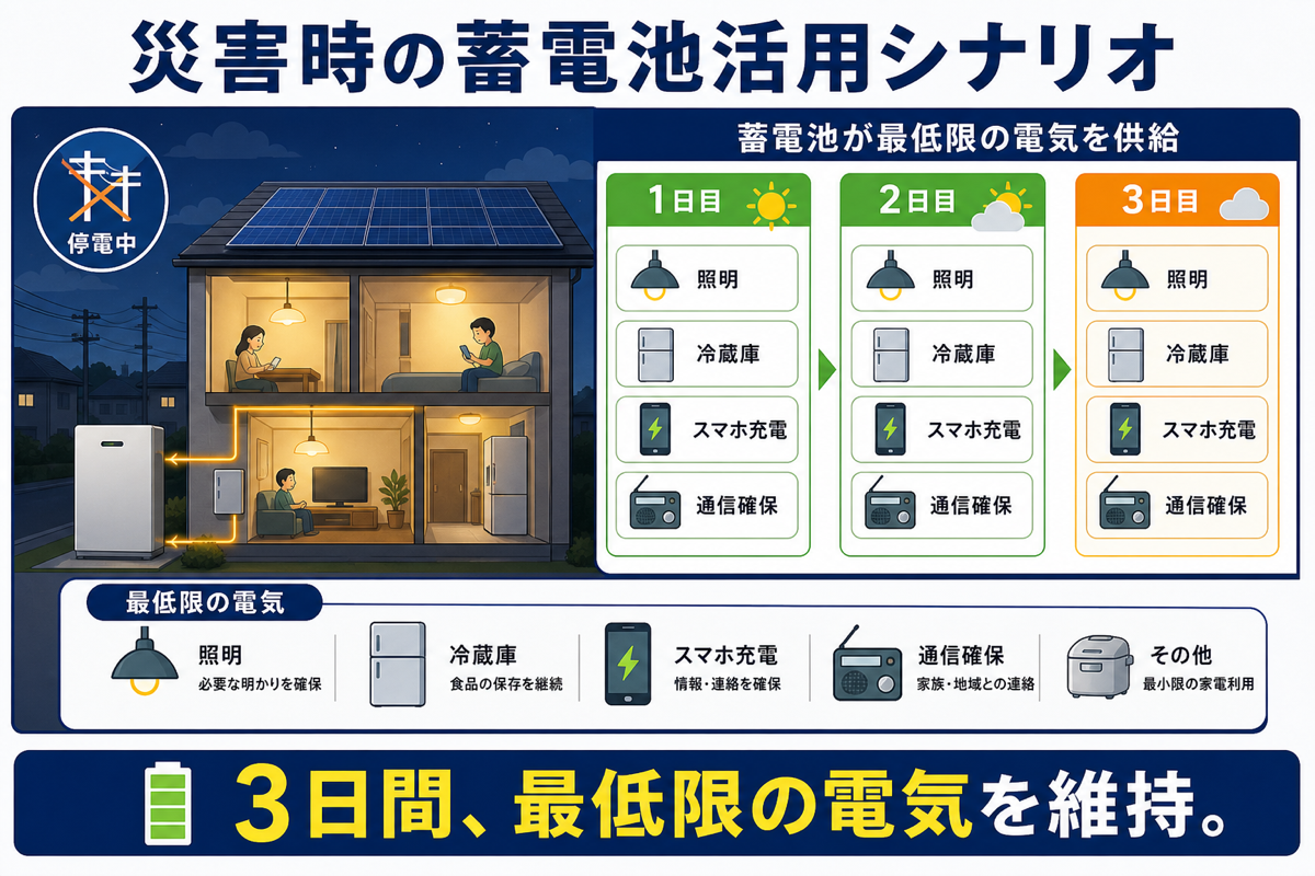 災害時の蓄電池活用シナリオ図